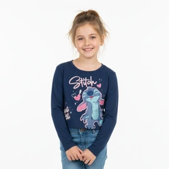 Blusa Cropped Infantil Menina Brandili Estampa Stitch