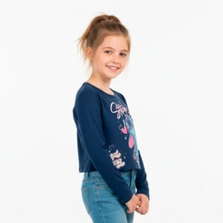 Blusa Cropped Infantil Menina Brandili Estampa Stitch