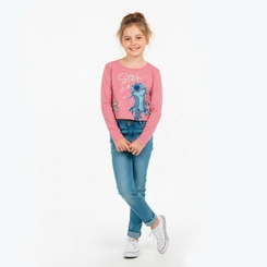 Blusa Cropped Infantil Menina Brandili Estampa Stitch