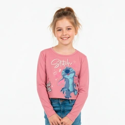 Blusa Cropped Infantil Menina Brandili Estampa Stitch