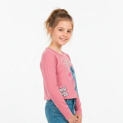 Blusa Cropped Infantil Menina Brandili Estampa Stitch