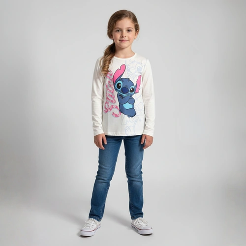 Blusa Infantil Menina Manga Longa Brandili Stitch