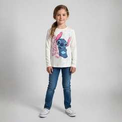 Blusa Infantil Menina Manga Longa Brandili Stitch