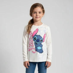 Blusa Infantil Menina Manga Longa Brandili Stitch