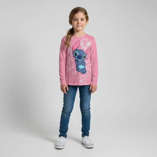 Blusa Infantil Menina Manga Longa Brandili Stitch