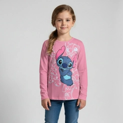Blusa Infantil Menina Manga Longa Brandili Stitch