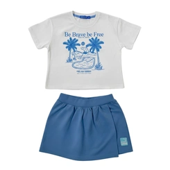 Conjunto Juvenil Menina Shorts Saia Estampada Be Brave Be Free