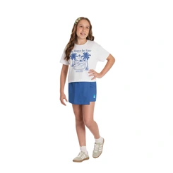 Conjunto Juvenil Menina Shorts Saia Estampada Be Brave Be Free