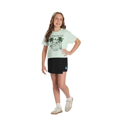 Conjunto Juvenil Menina Shorts Saia Estampada Be Brave Be Free