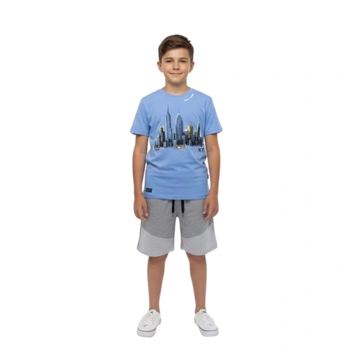 Conjunto Juvenil Menino Baby Vest Manga Curta Prédio