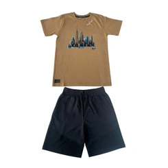 Conjunto Juvenil Menino Baby Vest Manga Curta Prédio