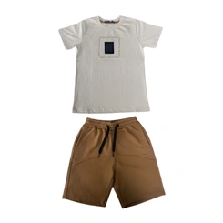 Conjunto Juvenil Menino Baby Vest Manga Curta Recorte Gorgurão