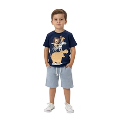 Conjunto Infantil Bebê Menino Baby Vest Manga Curta Leão