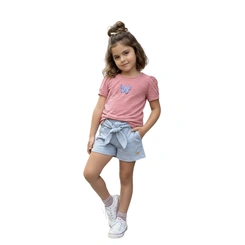Conjunto Infantil Menina Manga Curta Baby Vest Borboleta