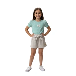 Conjunto Infantil Menina Manga Curta Baby Vest Borboleta