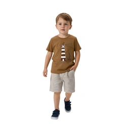 Conjunto Infantil Bebê Menino Baby Vest Manga Curta Barco