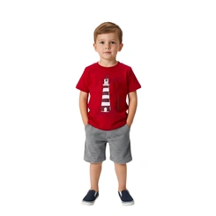 Conjunto Infantil Bebê Menino Baby Vest Manga Curta Barco