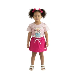 Conjunto Bebê Menina Baby Vest Manga Curta Gatinha