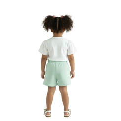 Conjunto Bebê Menina Baby Vest Manga Curta Gatinha