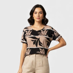 Blusa Feminina Manga Curta Estampada