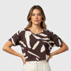 Blusa Feminina Manga Curta Estampada