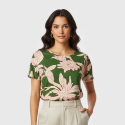 Blusa Feminina Manga Curta Estampada