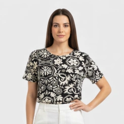 Blusa Feminina Manga Curta Estampada