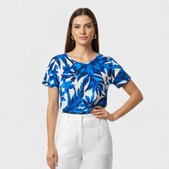 Blusa Feminina Manga Curta Estampada