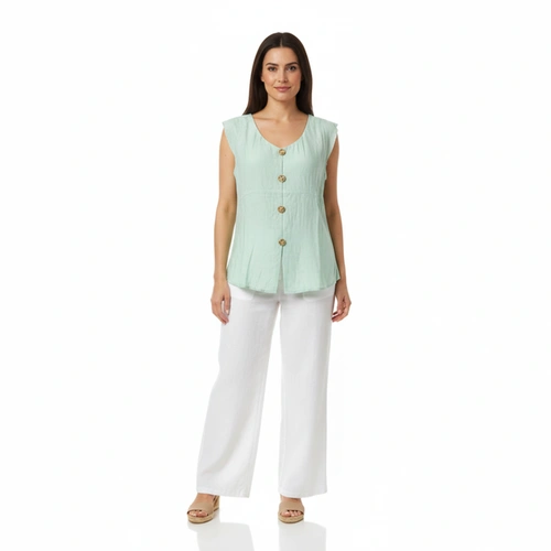 Blusa Feminina com Botão Decote V