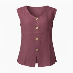 Blusa Feminina com Botão Decote V
