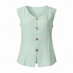 Blusa Feminina com Botão Decote V