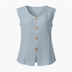 Blusa Feminina com Botão Decote V