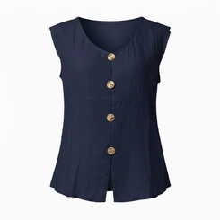Blusa Feminina com Botão Decote V