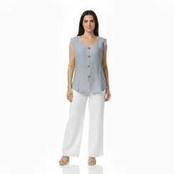Blusa Feminina com Botão Decote V