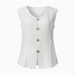 Blusa Feminina com Botão Decote V