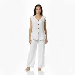 Blusa Feminina com Botão Decote V