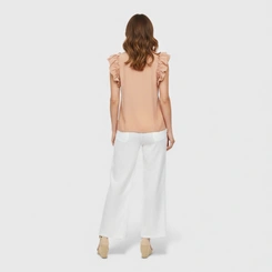 Blusa Feminina Casual Chic Viscose Babado Gola