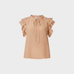Blusa Feminina Casual Chic Viscose Babado Gola