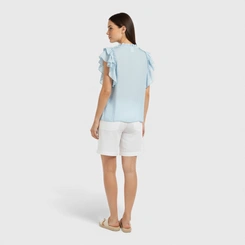 Blusa Feminina Casual Chic Viscose Babado Gola