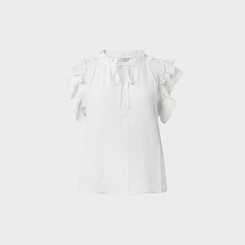 Blusa Feminina Casual Chic Viscose Babado Gola