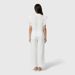 Blusa Feminina Casual Chic Viscose Babado Gola