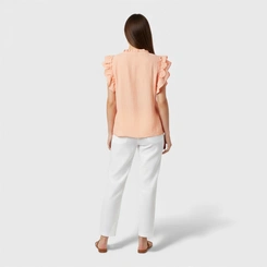 Blusa Feminina Casual Chic Viscose Babado Gola