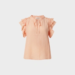 Blusa Feminina Casual Chic Viscose Babado Gola