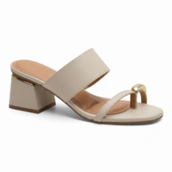 Tamanco Feminino Vizzano Salto Bloco Esfera Metalizada Luxo