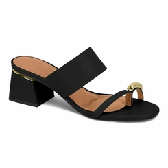 Tamanco Feminino Vizzano Salto Bloco Esfera Metalizada Luxo
