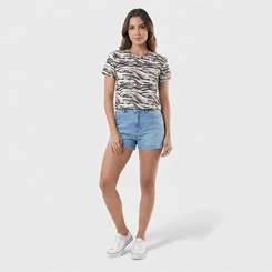 Blusa Feminina Estampada Tropical Manga Curta