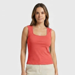 Regata Feminina Canelada Viscose Casual