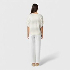 Blusa Feminina Gola V Manga Curta Lurex