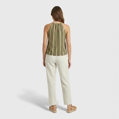 Blusa feminina estampada com gola amarril