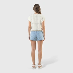 Blusa feminina estampada com cós em elástico
